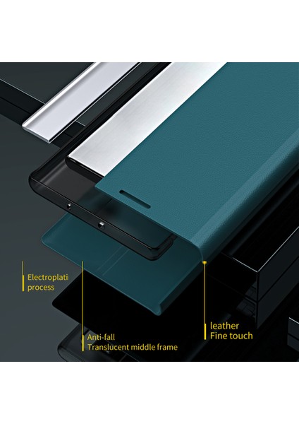 iPhone 16 Pro Standlı Düşmeyi Önleyici Deri Telefon Kılıfı (Yurt Dışından)
