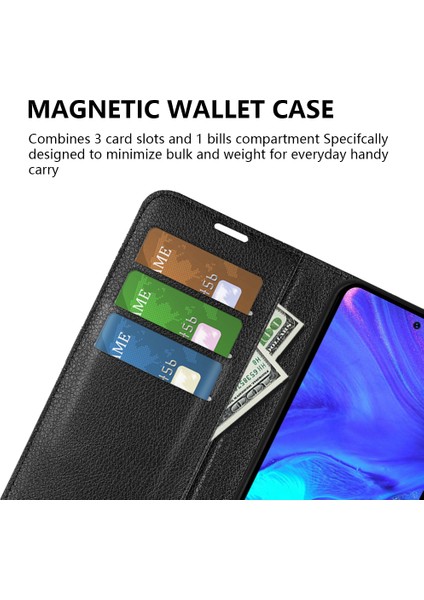 Infinix Note 10 Pro Litchi Doku Pu Deri Cüzdan Anti-Drop Shell Flip Stand Telefon Kılıfı (Yurt Dışından)