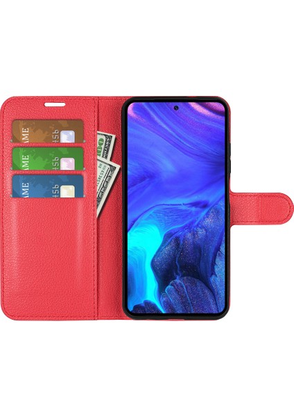 Infinix Note 10 Pro Litchi Doku Pu Deri Cüzdan Anti-Drop Shell Flip Stand Telefon Kılıfı (Yurt Dışından)