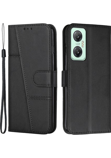 Infinix Hot 20 5g Pu Deri Dikiş Hatları Telefon Standı Çantası Anti-Çizik Cüzdanı Folio Flip Telefon Kapağı Kayış (Yurt Dışından)