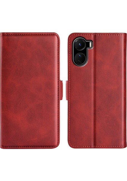 Vivo Y16 4g Buzağı Dokusu Pu Deri Kılıf Çift Manyetik Toka Stand Cüzdan Folio Flip Telefon Kapağı (Yurt Dışından)