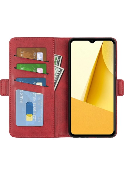 Vivo Y16 4g Buzağı Dokusu Pu Deri Kılıf Çift Manyetik Toka Stand Cüzdan Folio Flip Telefon Kapağı (Yurt Dışından)
