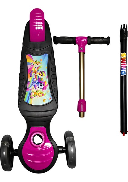 Swing Işıklı 3 Tekerlekli Scooter Pembe