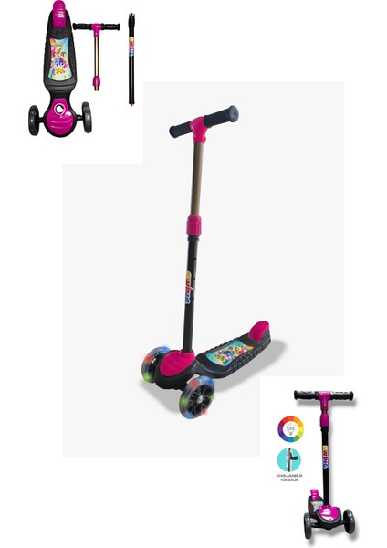 Swing Işıklı 3 Tekerlekli Scooter Pembe