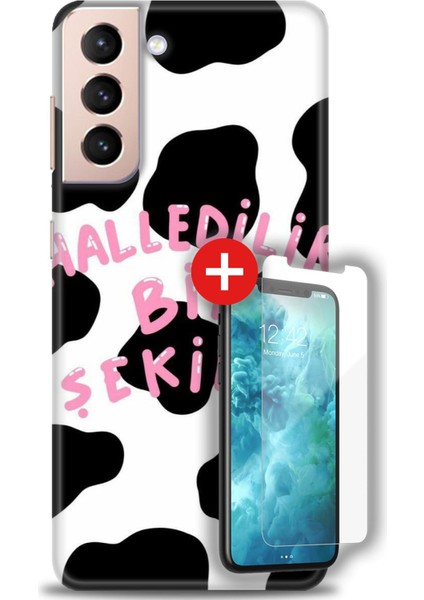 Samsung Galaxy S21 Hd Baskılı Kılıf + Mat Nano Ekran Koruyucu C (8)