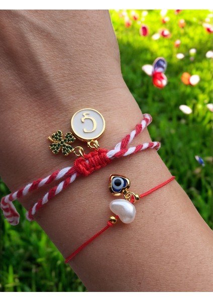 Kadınlar Günü Özel, Zirkon Yonca ve Harf Charm\'lı 2\'li Kadın Bileklik fiyatları