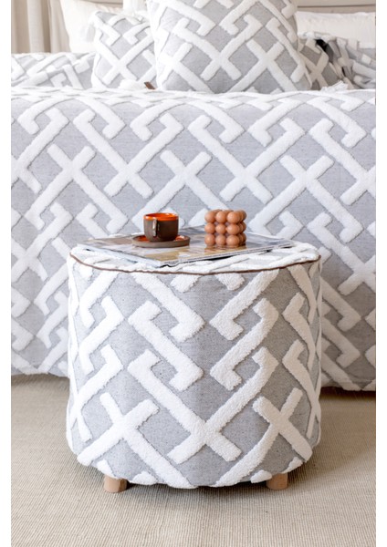 Yıkanabilir Kılıflı Puf Köşegen Iskandinav Bohem Punch Orta Sehpa Koltuk Tabure Elda Gri