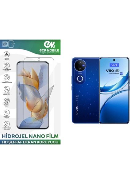 Vivo V50 ile Uyumlu Hidrojel Ekran Koruyucu Film Hd-Şeffaf(Tempered Cam Değildir!)