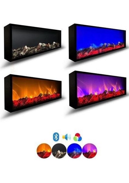 Elektrikli Dekoratif Yapayşömine Farklırenk Modlarıbluetooth+Kumanda