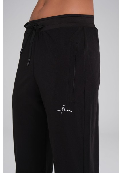 Active Çift Katmanlı Taytlı Boru Paça Siyah Spor Pantolonu Eşofman Altı Act-3 fırsatları