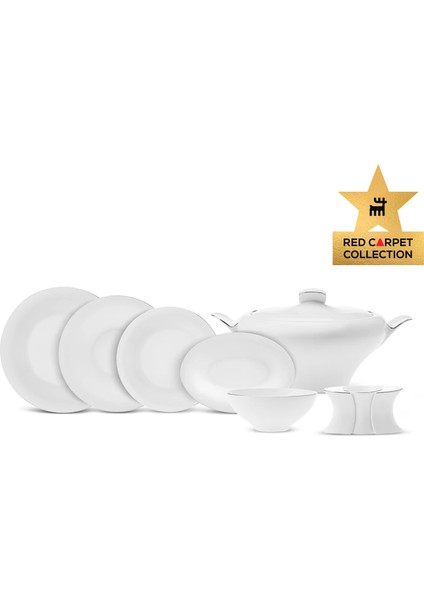 Red Carpet Collection Fine Pearl Extra Argento 62 Parça 12 Kişilik Yemek Takımı Platin