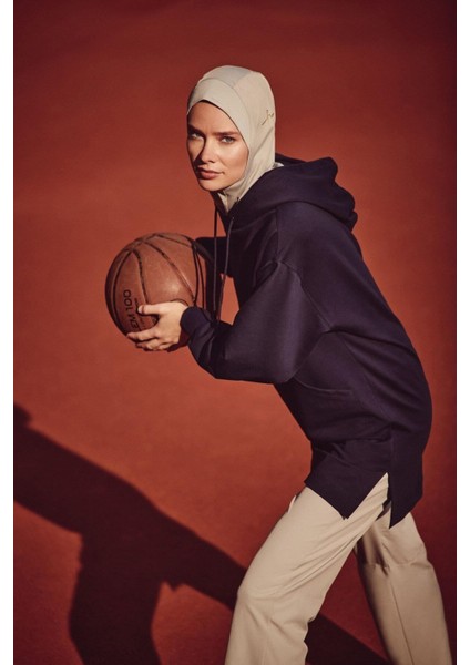 Yumuşak Dokulu Kapüşonlu Lacivert Basic Günlük Sweatshirt Act-23