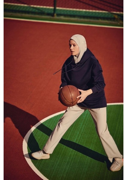 Yumuşak Dokulu Kapüşonlu Lacivert Basic Günlük Sweatshirt Act-23