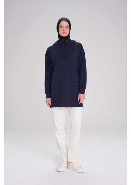 Yumuşak Dokulu Kapüşonlu Lacivert Basic Günlük Sweatshirt Act-23 modelleri