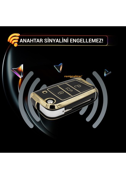 Golf Polo 3 Buton Sustalı Nano Anahtar Kılıfı Siyah modelleri
