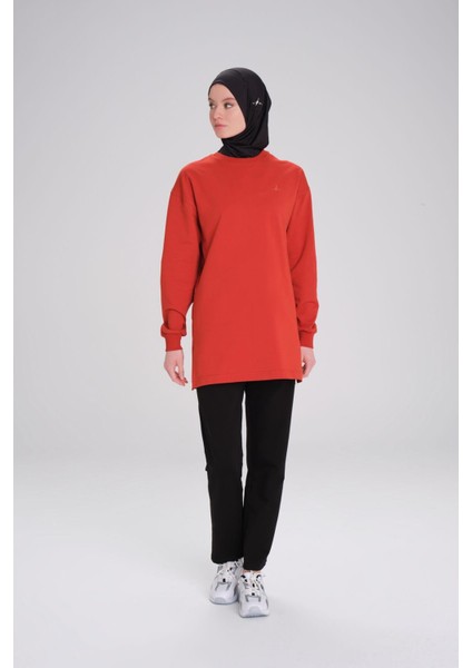 Yumuşak Dokulu Oversize Kiremit Basic Günlük Sweatshirt Act-22