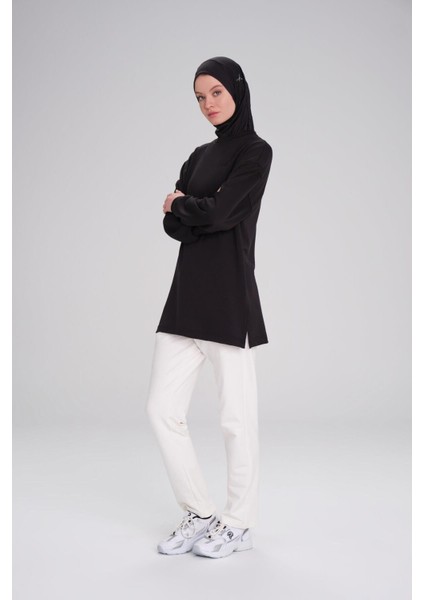 Yumuşak Dokulu Oversize Siyah Basic Günlük Sweatshirt Act-14