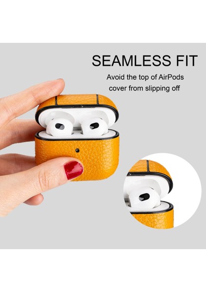 Juni Apple Airpods 3.nesil Uyumlu Deri Kılıf FL12 Sarı fiyatları