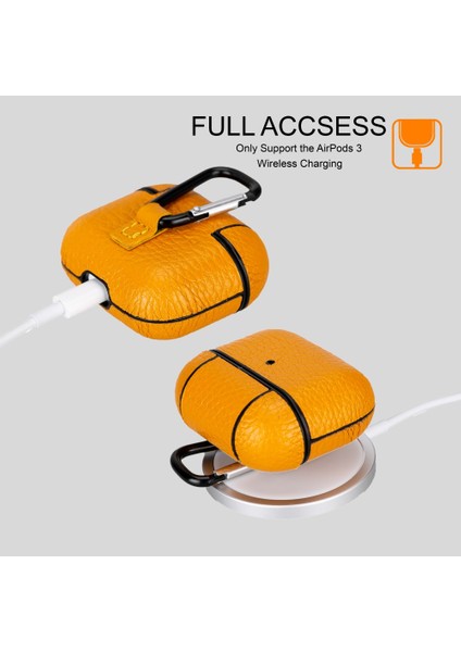 Juni Apple Airpods 3.nesil Uyumlu Deri Kılıf FL12 Sarı modelleri