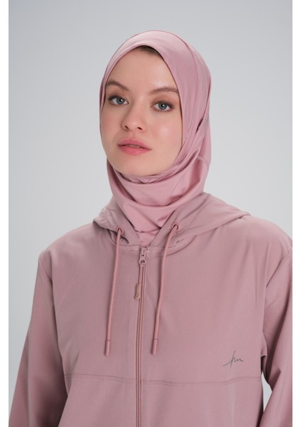 Active Uzun Kollu Kapüşonlu Fermuarlı Pembe Tesettür Antrenman Tişörtü Act-10 fırsatları