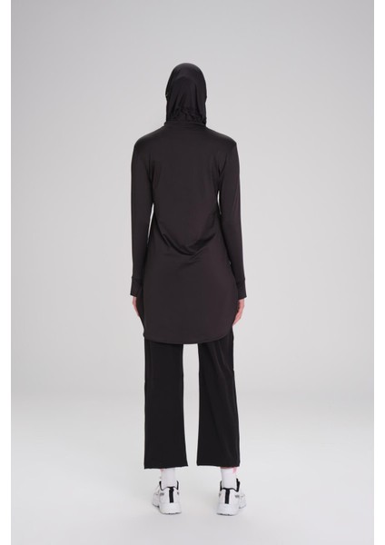 Active Uzun Kollu Bisiklet Yaka Siyah Tesettür Antrenman Tişörtü Act-8 indirimleri