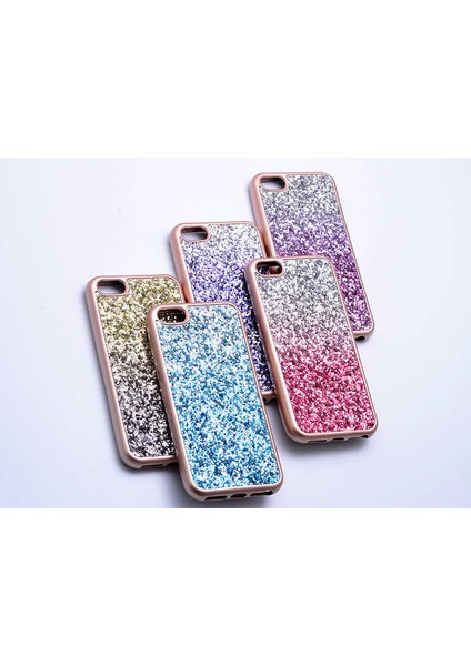 Apple iPhone 6 Plus Kılıf Renkli Simli Kırçıllı Silikon Kapak