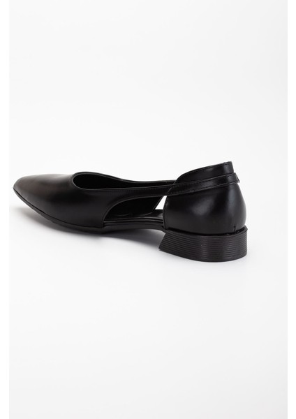 Kadın Günlük Karnı Yarık Sivri Burun Babet Siyah Cilt indirimleri