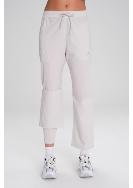 Active Çift Katmanlı Taytlı Boru Paça Ekru Spor Pantolonu Eşofman Altı Act-3
