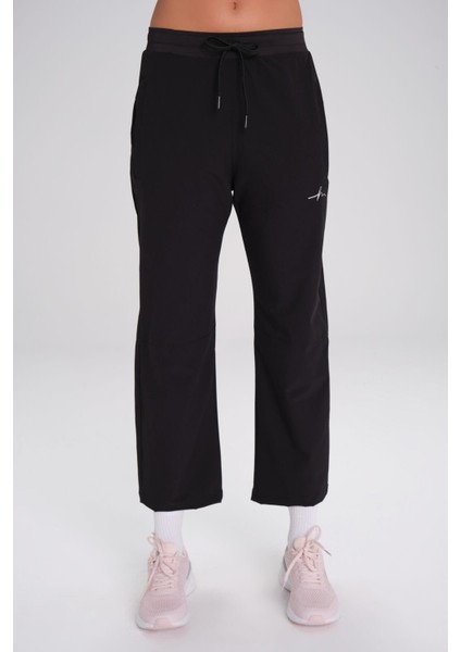Active Çift Katmanlı Taytlı Boru Paça Siyah Spor Pantolonu Eşofman Altı Act-3