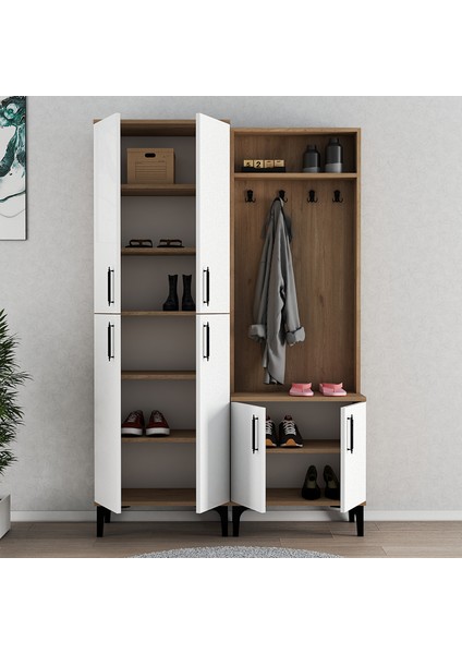 Mobilya Portmanto+Ayakkabılık Ceviz-Beyaz modelleri