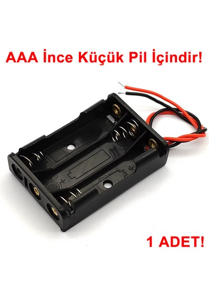 3lü Aaa Pil Kutusu Yuvası Ince Küçük Tip 3 Tane 1.5V Pil Dc 4.5V Plastik Pil Tutucu 14CM Kablo Oyuncak Araba Robot