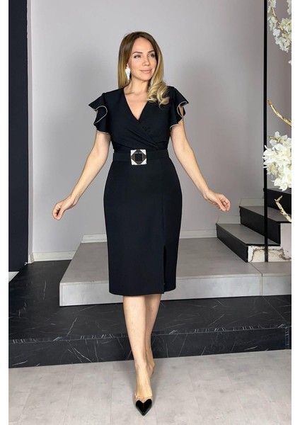 G1312 Taş Detaylı Tasarım Abiye Elbise Siyah indirimleri