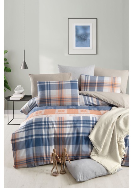 Lastikli Çarşaflı Tek Kişilik Nevresim Takımı Plaid
