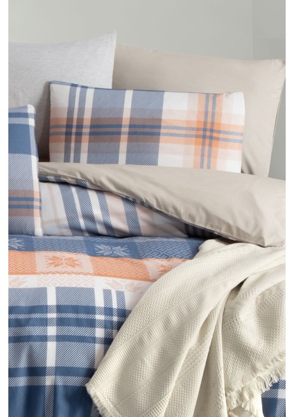 Lastikli Çarşaflı Tek Kişilik Nevresim Takımı Plaid