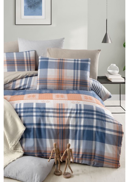 Lastikli Çarşaflı Tek Kişilik Nevresim Takımı Plaid