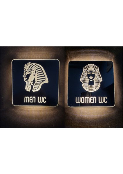 Smoked Mirror Antik Serisi Işıklı Wc Yönlendirme Levha Seti