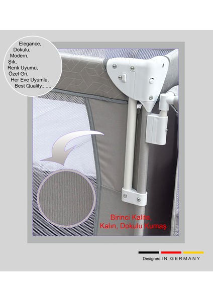 (Yatak Hediyeli) Coolstyle Maxi Cibinlikli Dönenceli Anne Yanı Park Yatak 70X110CM + Yatak