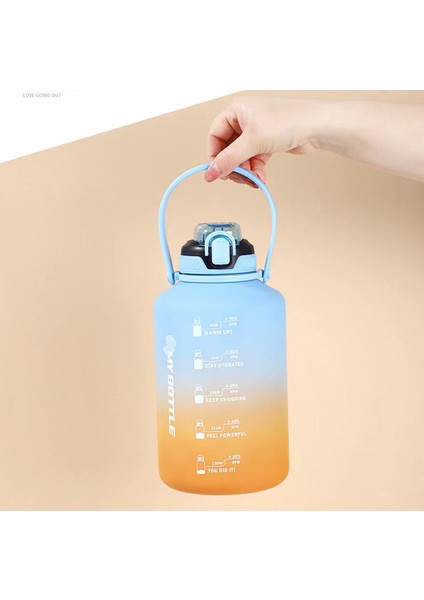 2l Sports And Fitness Straw Large Water Bottle Gradient Carrying Handle, Leak-Proof, Inspiring Sports Water Bottle (Yurt Dışından) modelleri