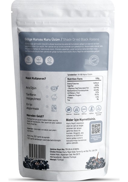Dried Fruit - Kara Üzüm - Çekirdeksiz - Raisins - Black Raisins - Seedless - 2x250gr
