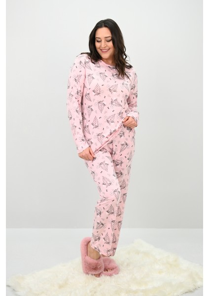 Kadın Büyük Beden Çiçek Desenli Uzun Kollu Pijama Takımı 4235-25 fiyatları