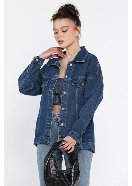 Oversize Kadın Jean Kot Ceket