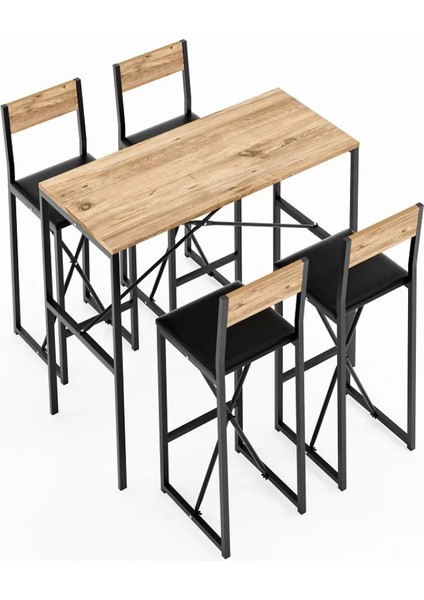 4 Kişilik Gzl Bar Masa Bar Sandalye Yemek Masa Sandalye Takımı Döşeme Çam 1586