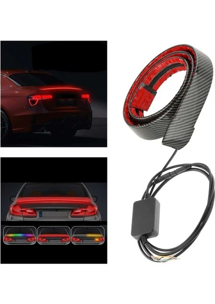LED Arka Spoiler Işık Şeridi 12 - 24 V Karbon Fiber Çok Fonksiyonlu Bagaj Spoiler LED Işık Şerit Araba Dış Arka Spoiler Dönüş Sinyali Fren Lambası 110CM fırsatları