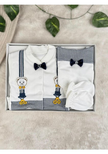 Papyon Detaylı Teddy Bear 5 Parça %100 Pamuk Kutulu Yenidoğan Set