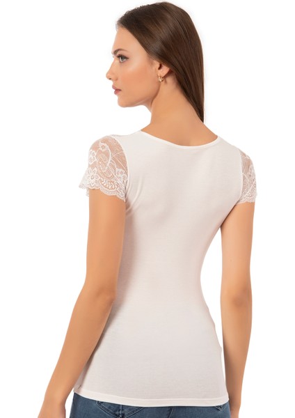 Özkan 26947 Kadın Pamuklu Modal Esnek Yumuşak Önü Dantel Detaylı V Yaka Atlet fiyatları