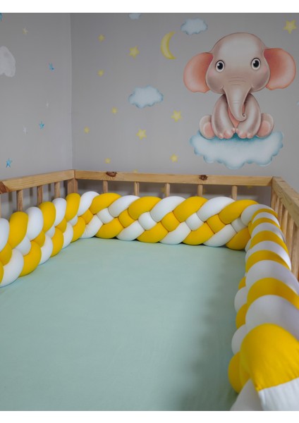 620 cm Örgü Korumalık Sarı-Beyaz 4'lü Örgü Yatak Kenar Koruma