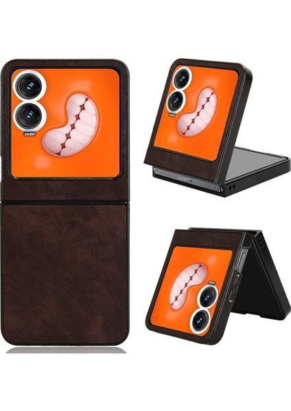 Infinix Zero Flip Brown Için Litchi Texture Pc Kılıfı (Yurt Dışından)