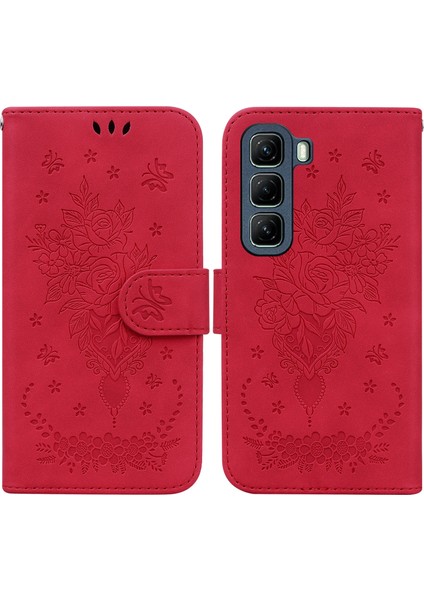 Infinix Hot 50 5g Kırmızı Için Rose Deri Kılıf (Yurt Dışından)