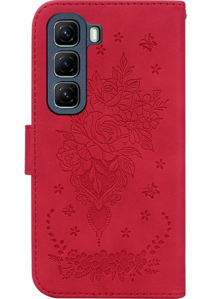 Infinix Hot 50 5g Kırmızı Için Rose Deri Kılıf (Yurt Dışından)