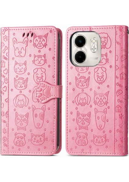 Infinix Smart 9 Için Kedi ve Köpek Kabartmalı Kılıf Pembe (Yurt Dışından)